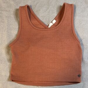 Roxy Cropped Ribbed Tank Top in Rust Brown